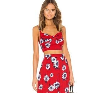 NWT Revolve Yumi Kim‎ Crop Top Siren Top in Finders Keepers Red w/ Front Tie